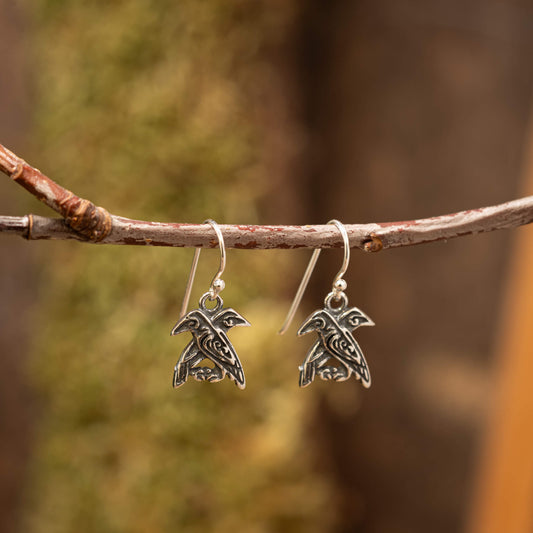 Hanging Earrings Hugin and Munin Silver