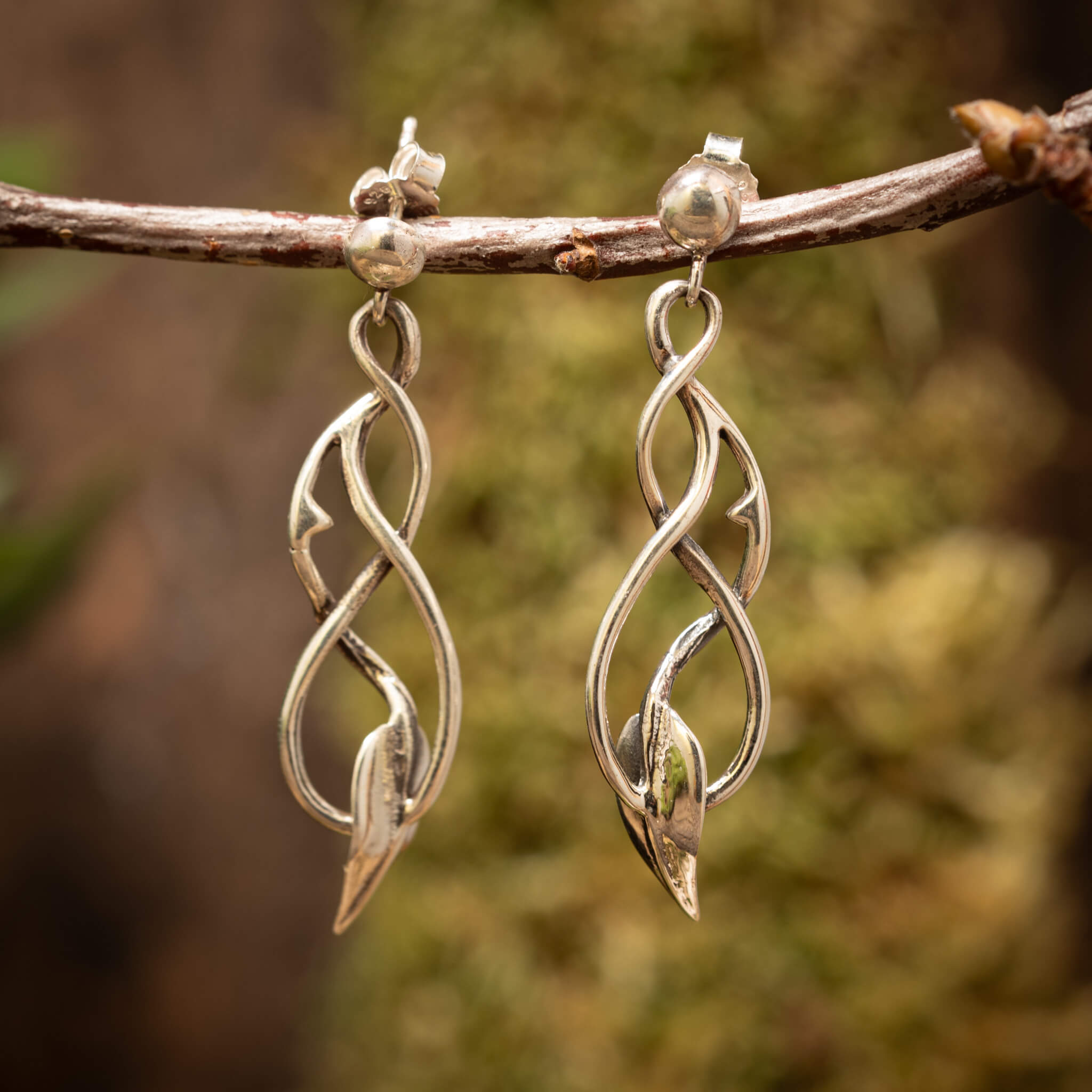 Hanging earrings Snake tail 925s Silver