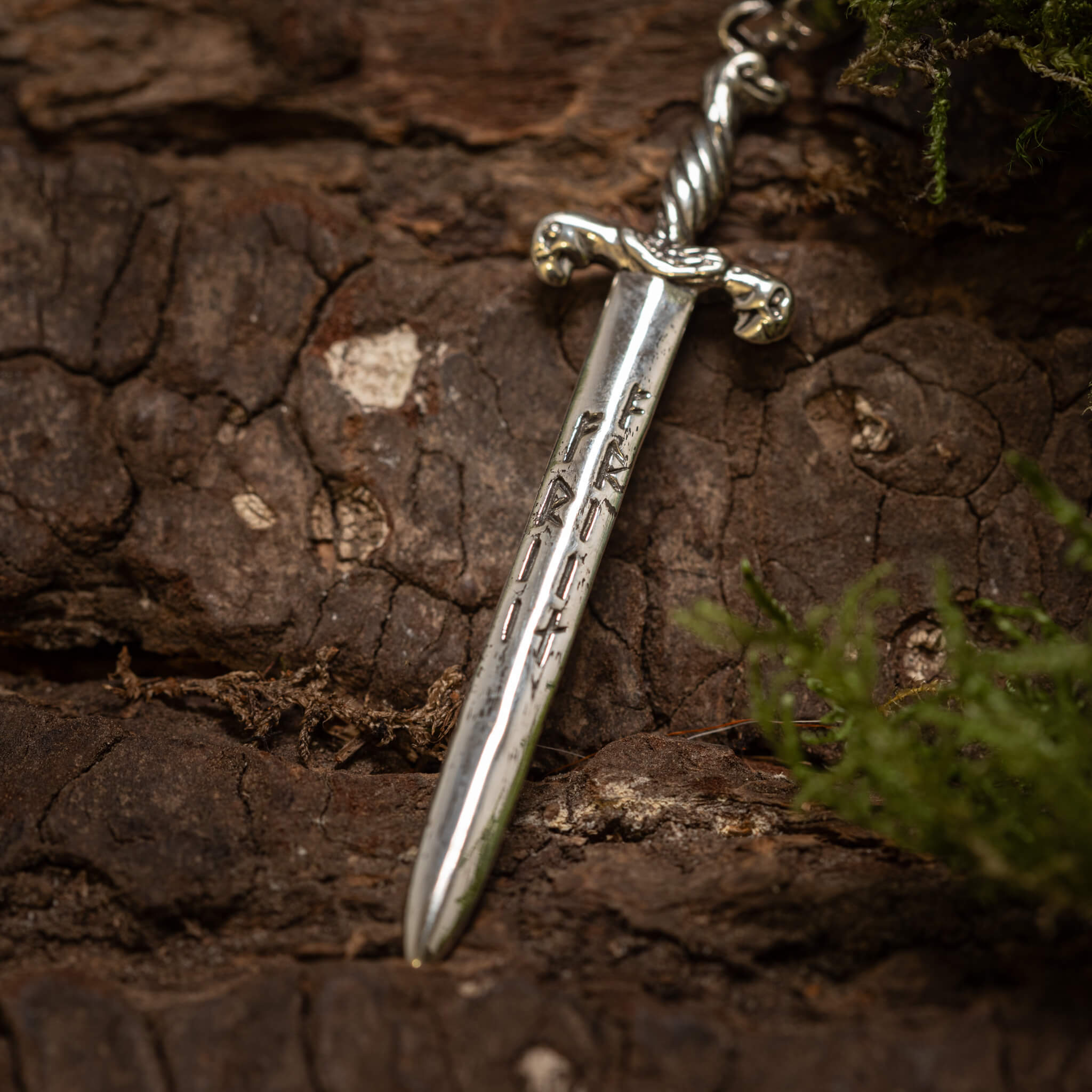 Pendant Sword with Runes 925s Silver