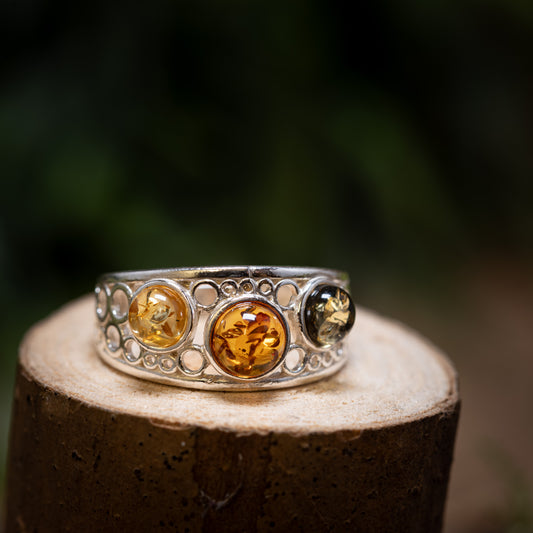 Silver Ring Amber Vira 925s Silver
