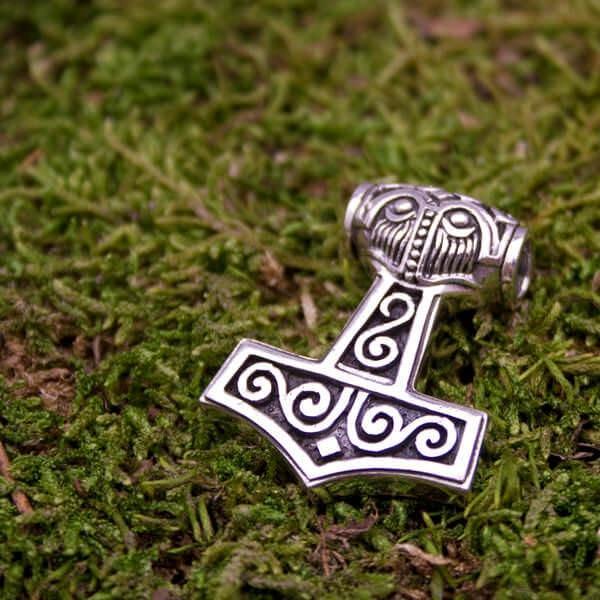 Thor's Hammer Pendant of Silver and Bronze