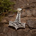 Load image into Gallery viewer, Thors Hammer Pendant 925s Sterling silver with Midgarden worm
