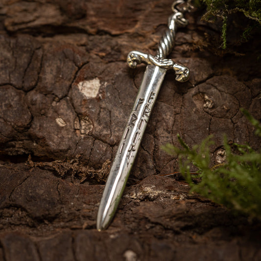 Pendant Sword with Runes 925s Silver