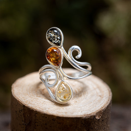 Silver Ring Amber Vira 925s Silver