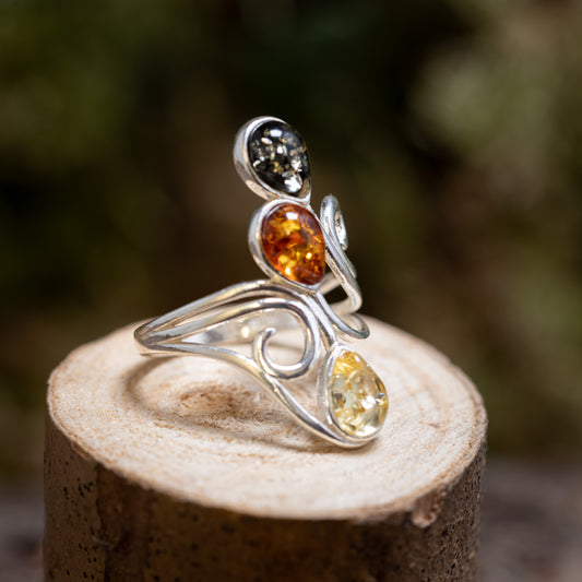 Silver Ring Amber Vira 925s Silver