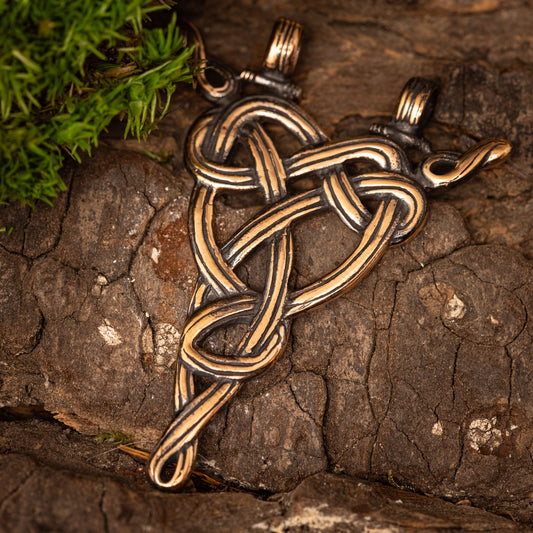 Snake cross pendant in bronze – image 1