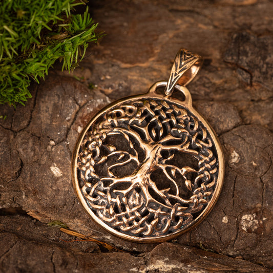 Yggdrasil Tree of Life Round Pendant Bronze – image 1