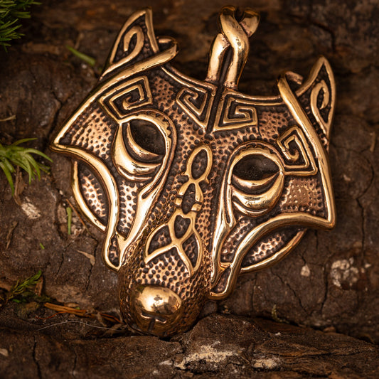 Wolf Head Ornament Pendant Bronze – image 1
