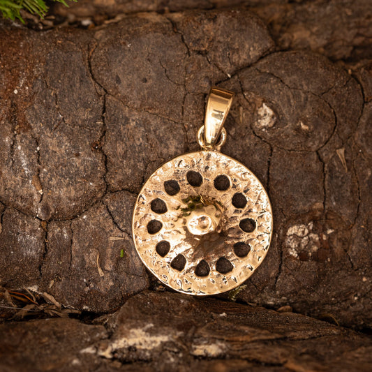Sun Wheel Shield Pendant Bronze – Image 1