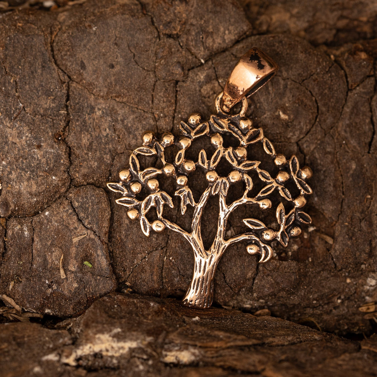 Yggdrasil Tree of Life Branch Pendant in Bronze – image 1