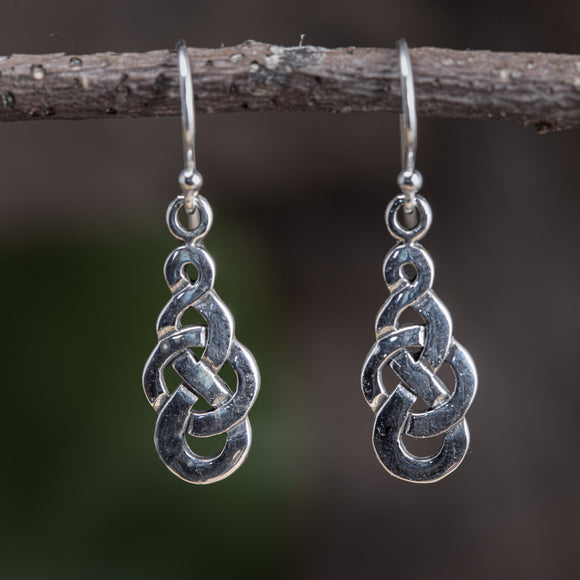 Dangle Earrings Celtic Knot Drop 925s Silver