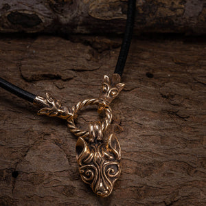 Fenris the wolf Pendant Bronze with Fenris Leather chain