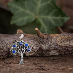 Yggdrasil Tree of Life Pendant Blue 925s Silver