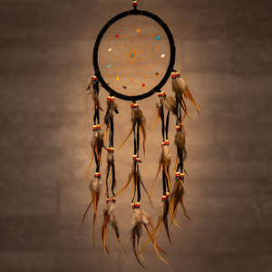 Dreamcatcher 17cm with feathers and natural stone