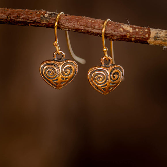 Dangle earrings Hearts Bronze