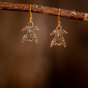 Hanging earrings Hugin and Munin Bronze 