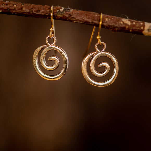 Hanging earrings Spiral Bronze