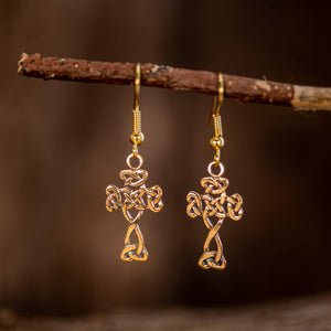 Hanging earrings Cross Bronze 