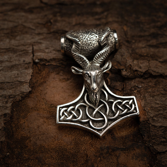 Thor's Hammer with Aries Head 925's Silver 34grams