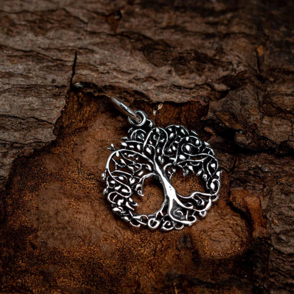 Yggdrasil Tree of Life Pendant Curl 925s Sterling Silver