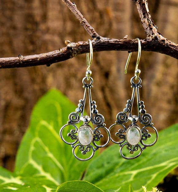 Hanging Earrings Moon Key 925s Silver