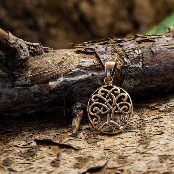 Yggdrasil Tree of Life Knot Pendant Bronze