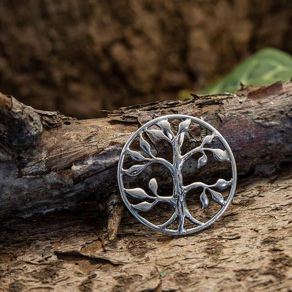 Yggdrasil Tree of Life Pendant Leaf 925s Silver