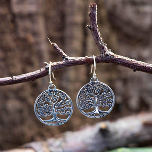 Hanging Earrings Yggdrasil Tree of Life Curl 925s Silver