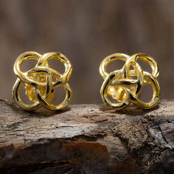 Celtic Stud Earrings Gold Plated 925s Silver