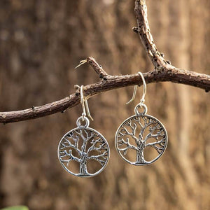 Hanging Earrings Yggdrasil Tree of Life Large 925s Silver