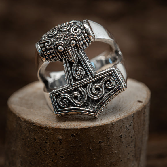 Thors Hammer Mjølnir Silver Ring 925s Silver