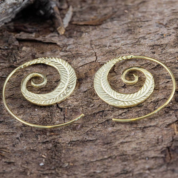Earrings Golden Feather Gold Plated 925s Creoles