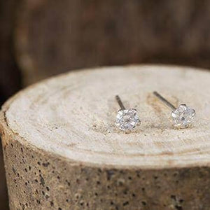 Stud Earrings With Stone 925s Silver 3mm