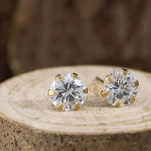 Stud Earrings With Stone Gold Plated 925s Silver 7mm