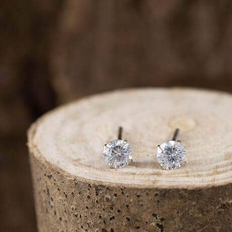 Stud Earrings With Stone 925s Silver 6mm