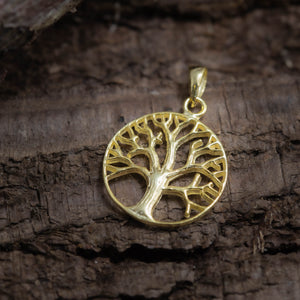 Yggdrasil Tree of Life Pendant Gold Plated 925s Silver