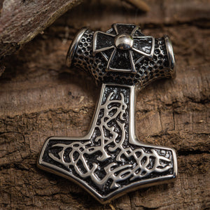 Thor's Hammer Pendant with Maltese Steel