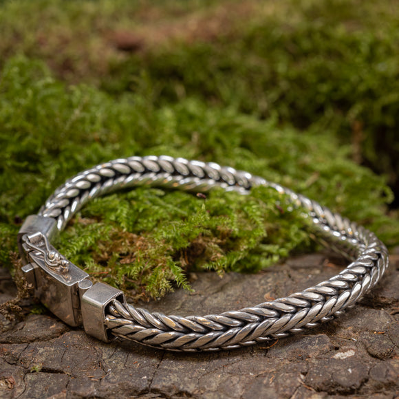 Bracelet ByKila Coarse butt braid 7mm 925s Silver