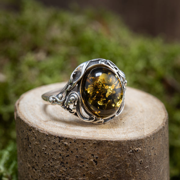 Silver ring Amber Envy 925s Silver