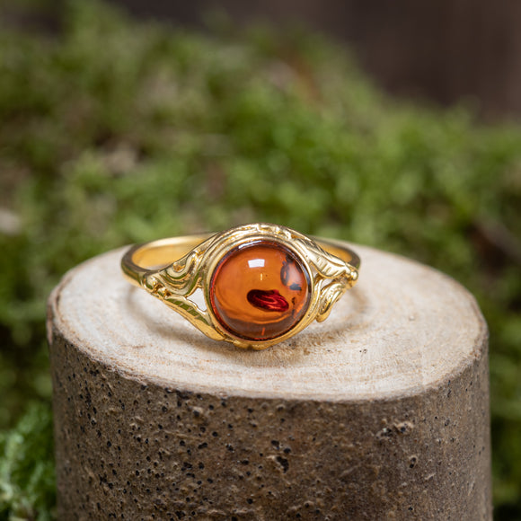 Silver ring Amber Gold-plated 925s Silver