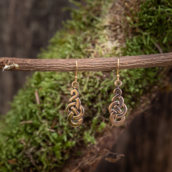 Dangle Earrings Celtic Knot Drop Bronze
