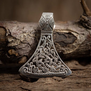 Viking ax Carving Pendant 925s Silver