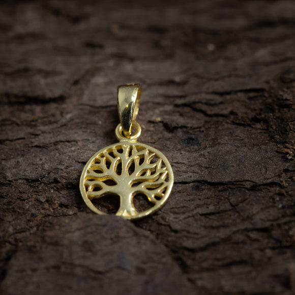 Yggdrasil Tree of Life Pendant Mini Gold Plated 925s Silver