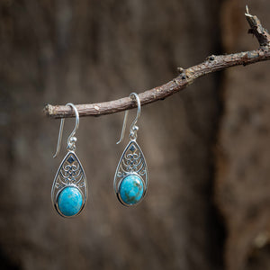 Hanging Earrings Turquoise Drop 925s Silver