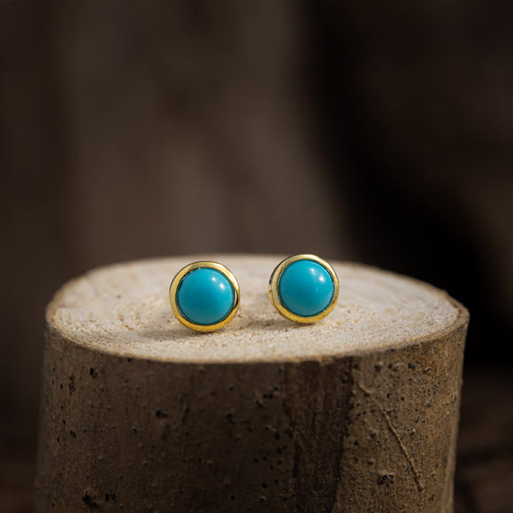 Ear Studs Turquoise Gold Plated 925s Silver