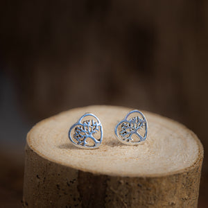 Ear Studs Tree of Life Love 925s Silver