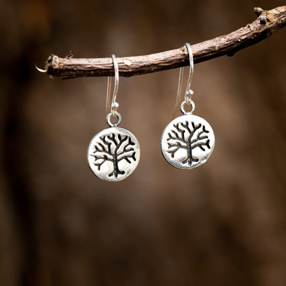 Hanging Earrings Yggdrasil Life's Tree Plate 925s Silver