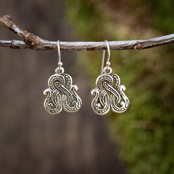 Dangle earrings Mythical animal in drill style 925s Silver