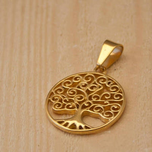 Yggdrasil Tree of Life Pendant Gold Plated Steel