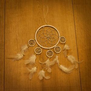 Dreamcatcher 12cm White with White Feathers